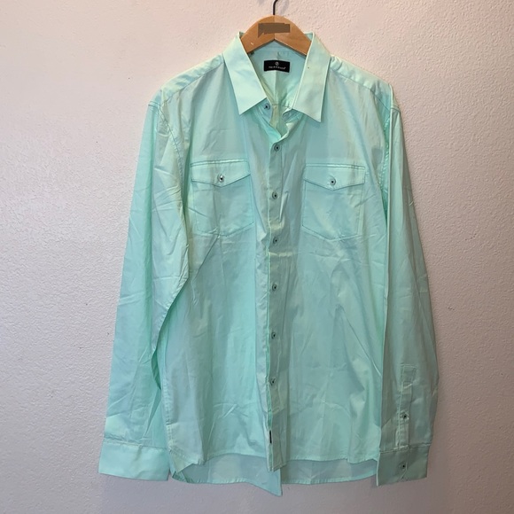 7 Diamonds premium light green button down shirt - Picture 1 of 10